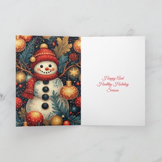 Season Greetings Snowman Kaart (Binnen)