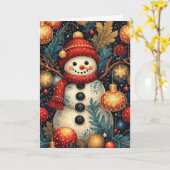 Season Greetings Snowman Kaart (Gele Bloem)