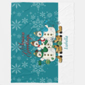 Season Greetings Snowmen Buddies | Kerstmis Fleece Deken (Voorkant)