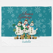 Season Greetings Snowmen Buddies | Kerstmis Fleece Deken (Voorkant (Horizontaal))