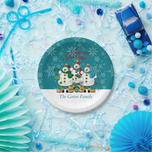 Season Greetings Snowmen Buddies | Kerstmis Papieren Bordje (Feest)