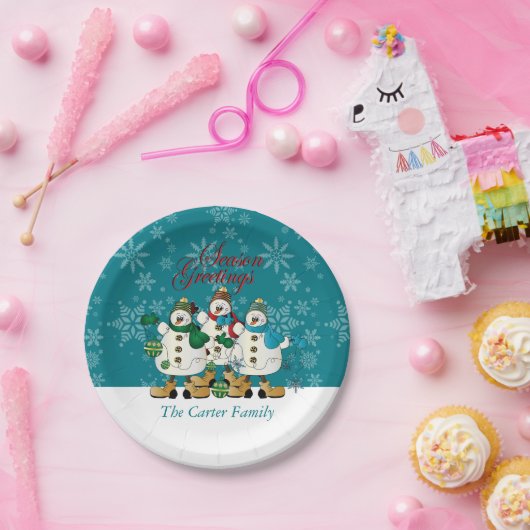 Season Greetings Snowmen Buddies | Kerstmis Papieren Bordje (Feest)