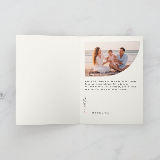 Season of Joy Elegant Script  Family Photo Folded Feestdagen Kaart (Binnen)