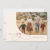 Season of Joy Family Christmas Photo Red Bow Feestdagenkaart (Voorkant)
