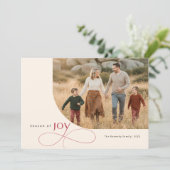 Season of Joy Family Christmas Photo Red Bow Feestdagenkaart (Staand voorkant)