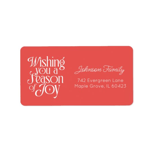 Season of Joy Holiday Label Personalized Large (Voorkant)