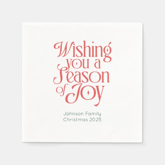 Season of Joy Holiday Napkins Personalized Servet (Voorkant)