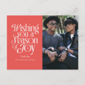 Season of Joy Holiday Photo Post Card Personalized Briefkaart (Voorkant)
