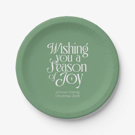 Season of Joy Holiday Plates Personalized Papieren Bordje (Voorkant)