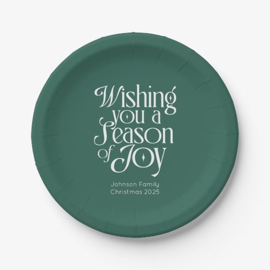 Season of Joy Holiday Plates Personalized Papieren Bordje (Voorkant)