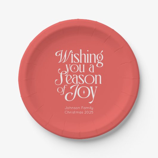 Season of Joy Holiday Plates Personalized Papieren Bordje (Voorkant)