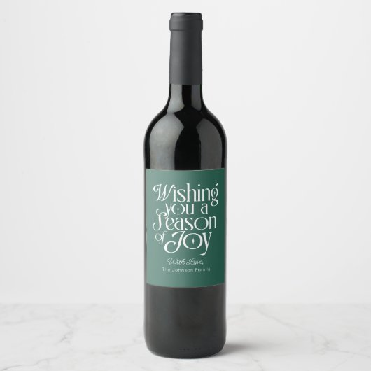 Season of Joy Holiday Wine Label Personalized Wijn Etiket (Voorkant)