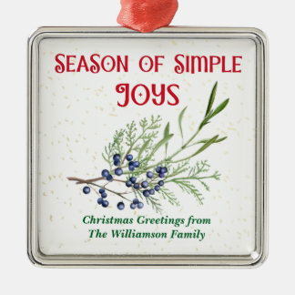 Season of Simple Joys Blue Juniper Christmas Metalen Ornament