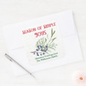 Season of Simple Joys Blue Juniper Christmas Vierkante Sticker (Envelop)