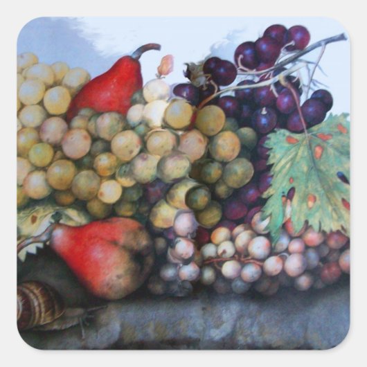 SEASON ' S FRUITS 1 - GRAPES EN PEARS VIERKANTE STICKER (Voorkant)