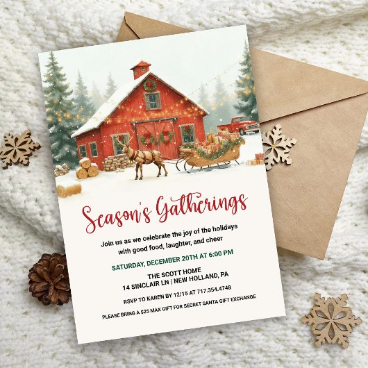 Season’s Gatherings Christmas Party Invitation Kaart