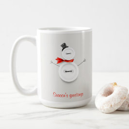 Season’s Greetings Button Snowman Holiday Mug Koffiemok