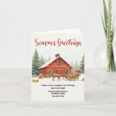 Season’s Greetings Christmas Card Watercolor Barn Notitiekaartje (Voorkant)