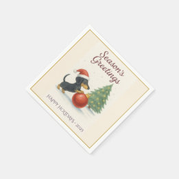 Season’s Greetings Dachshund Holiday Napkins Servet