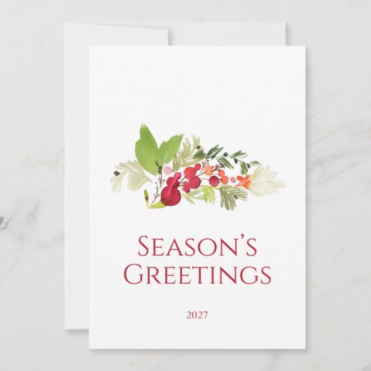 Season’s Greetings Holly Berry Card Kaart (Voorkant)