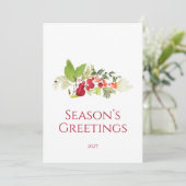 Season’s Greetings Holly Berry Card Kaart (Staand voorkant)