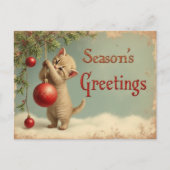 Season’s Greetings Kitten Postcard – Add Your Text Feestdagenkaart (Voorkant)