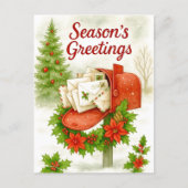 Season’s Greetings Mailbox Christmas Postcard Feestdagenkaart (Voorkant)