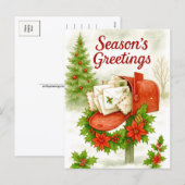 Season’s Greetings Mailbox Christmas Postcard Feestdagenkaart (Voorkant / Achterkant)