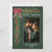 Season’s Greetings Mistletoe Photo Christmas Feestdagenkaart (Voorkant)