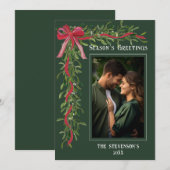 Season’s Greetings Mistletoe Photo Christmas Feestdagenkaart (Voorkant / Achterkant)