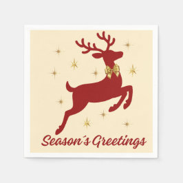 Season’s Greetings Red Reindeer Paper Napkin Servet