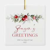 Season’s Greetings Watercolor Keramisch Ornament (Achterkant)