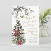 Season To Be Married Christmas Tree Bauble Wedding Kaart (Staand voorkant)