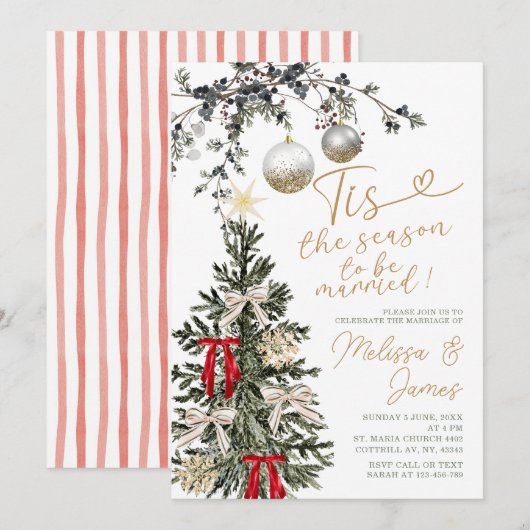 Season To Be Married Christmas Tree Bauble Wedding Kaart (Voorkant / Achterkant)