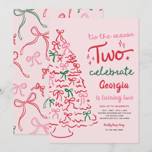 Season Two Celebrate Coquette Christmas Birthday Kaart (Voorkant / Achterkant)