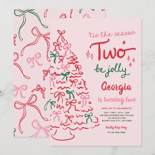 Season Two Celebrate Coquette Christmas Birthday Kaart (Voorkant / Achterkant)