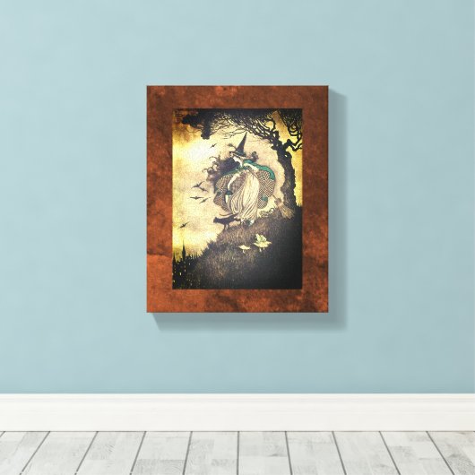 Seasonal Autumn/Halloween Witch Canvas Wall Art (Insitu (Houten vloer))