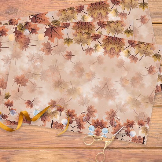 Seasonal Autumn Herfst Brown Leaves Inpakpapier Vel