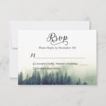Seasonal Forest Pine Trees Elegant Wedding RSVP