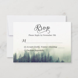 Seasonal Forest Pine Trees Elegant Wedding RSVP