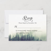 Seasonal Forest Pine Trees Elegant Wedding RSVP