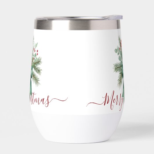 Seasonal Greenery with Red Script Holiday Message (Links)