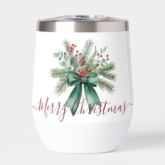 Seasonal Greenery with Red Script Holiday Message (Voorkant)