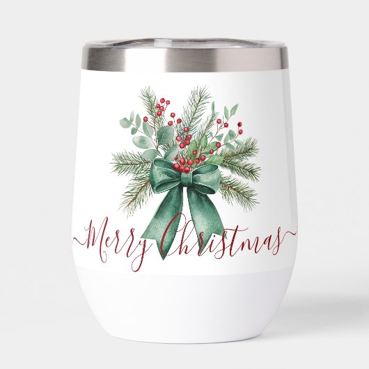 Seasonal Greenery with Red Script Holiday Message (Achterkant)