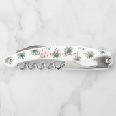 Seasonal Greenery with Red Script Holiday Message Kurkentrekker (Achterkant)