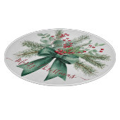 Seasonal Greenery with Red Script Holiday Message Snijplank (Hoek)
