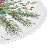 Seasonal Greenery with Red Script Holiday Message Snijplank (Hoek)