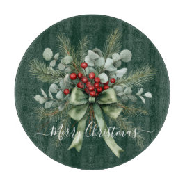 Seasonal Greenery with White Script  Snijplank