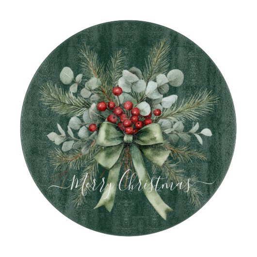 Seasonal Greenery with White Script  Snijplank (Voorkant)