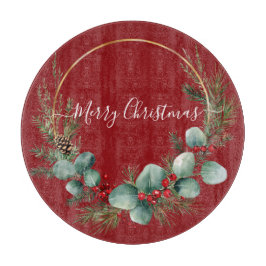 Seasonal Greenery with White Script  Snijplank